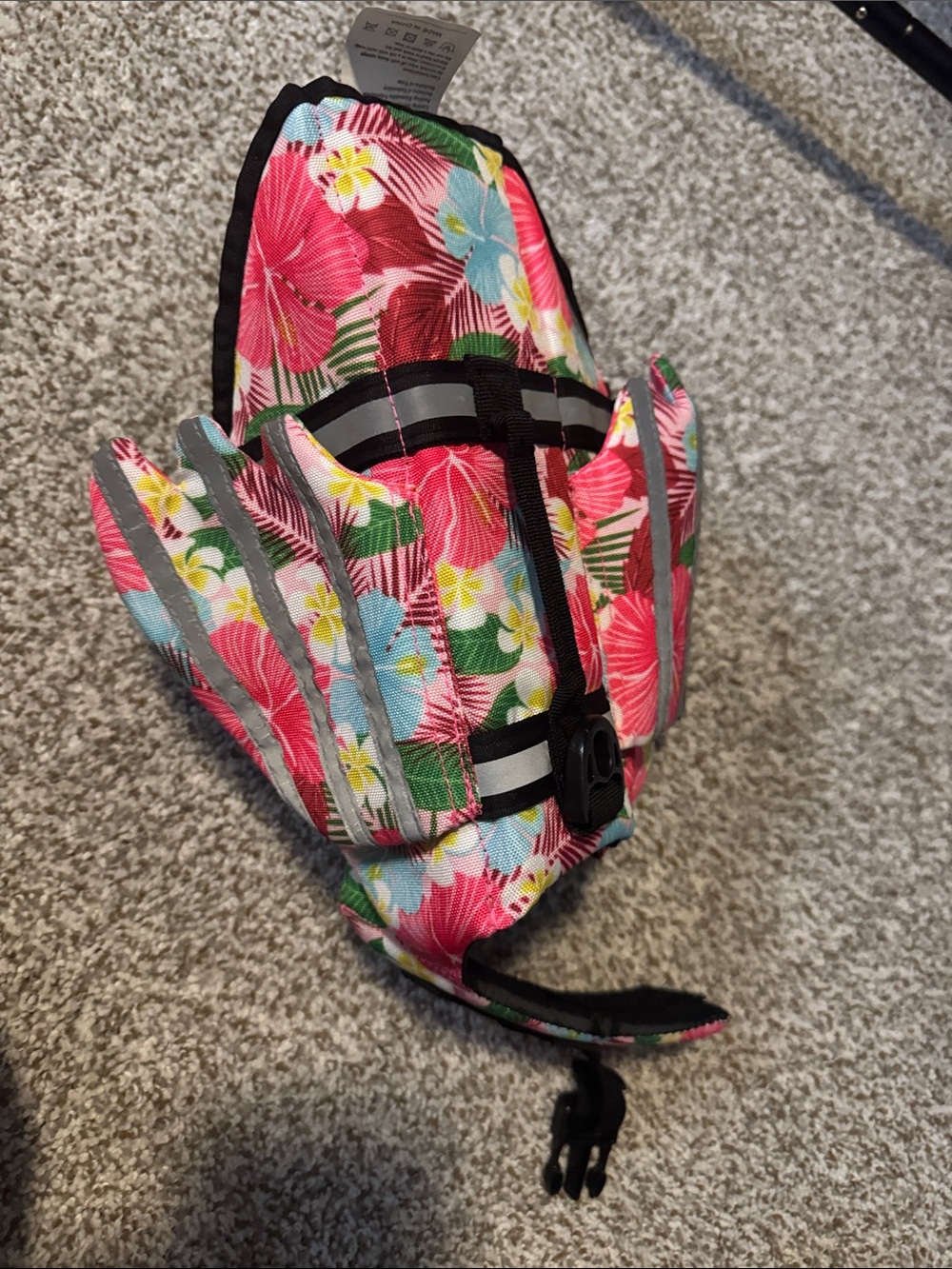 Floral Reflective Dog Life Vest - Pink Blue Green